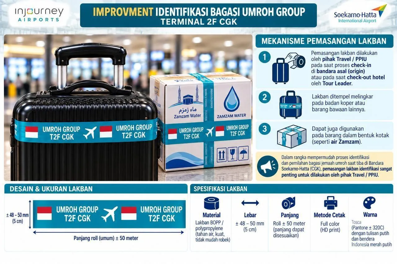 Lakban "UMROH GROUP T2F CGK": Aturan Penanda Bagasi Jemaah Umrah 2026